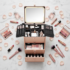 Makeup Box With 2 Drawers - Rose Gold
