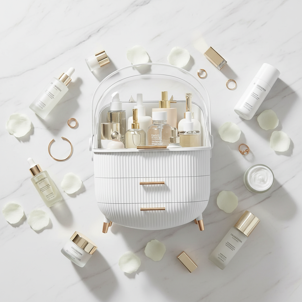 Large Capacity Makeup Organizers - White