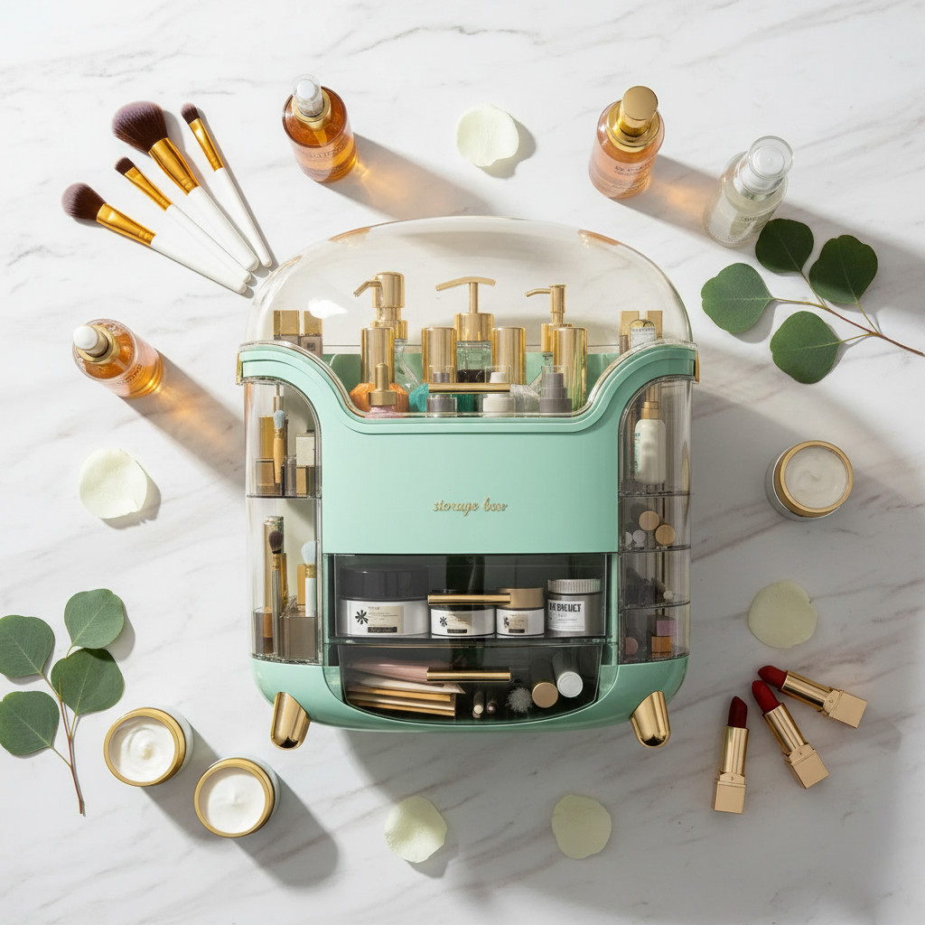 Large Capacity Crystal Makeup Organizers - Mint Green