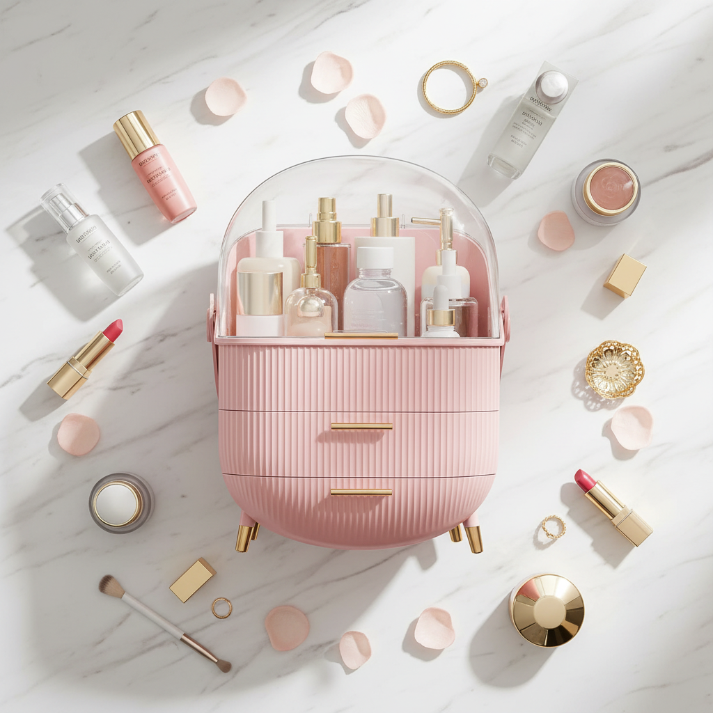 Large Capacity Makeup Organizers - Pink