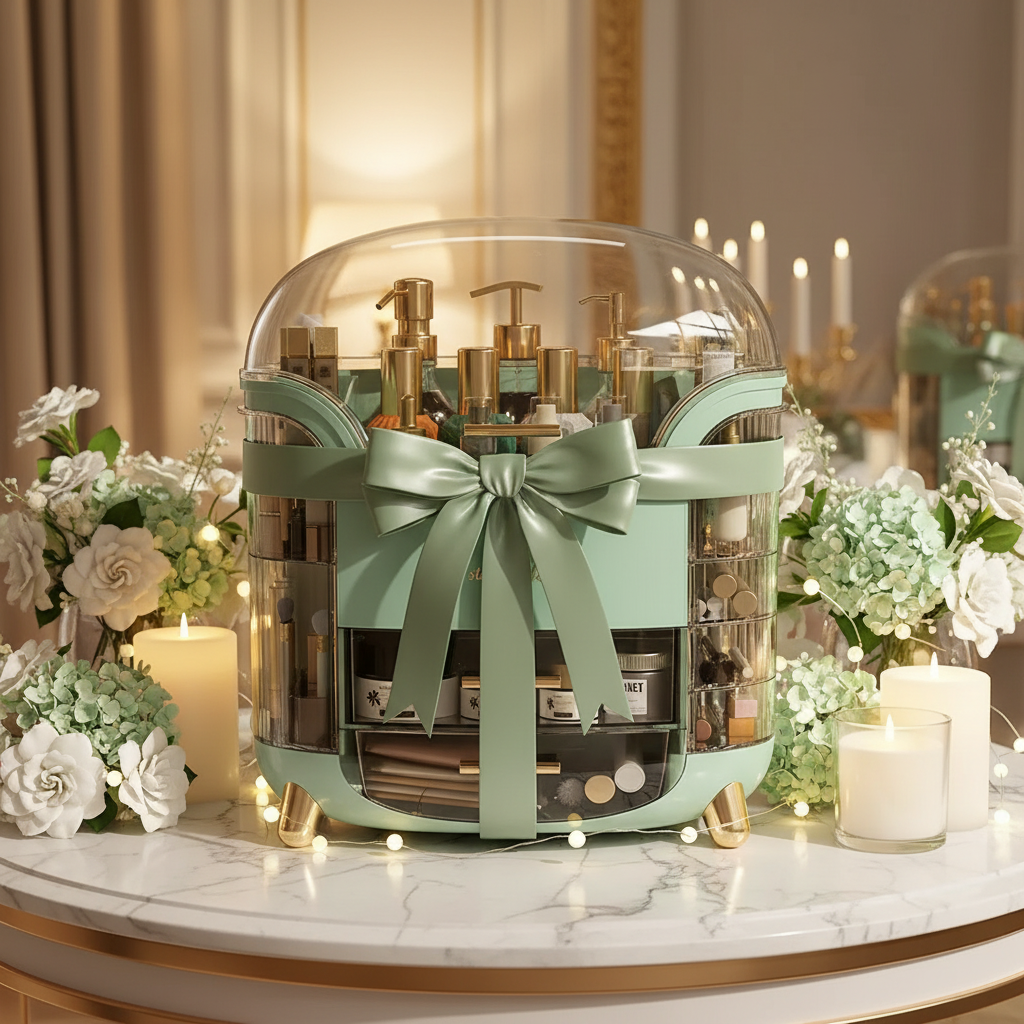 Large Capacity Crystal Makeup Organizers - Mint Green