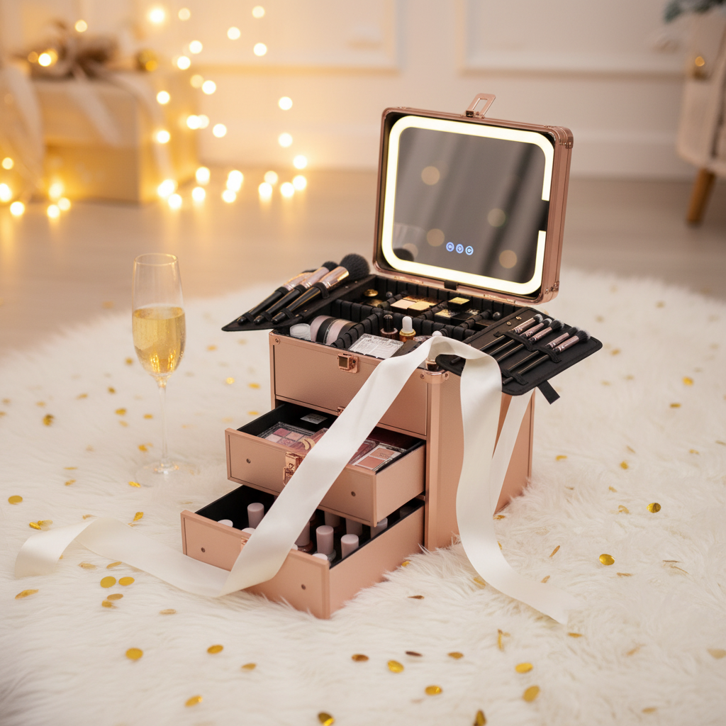 Makeup Box With 2 Drawers - Rose Gold