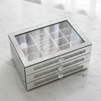 Glass Lid Jewelry Organizer With 3 Drawers