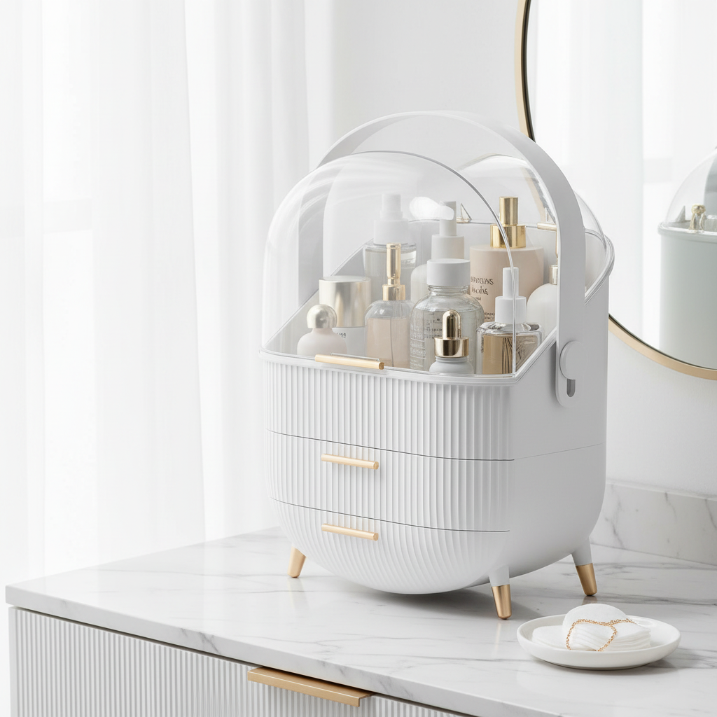 Large Capacity Makeup Organizers - White