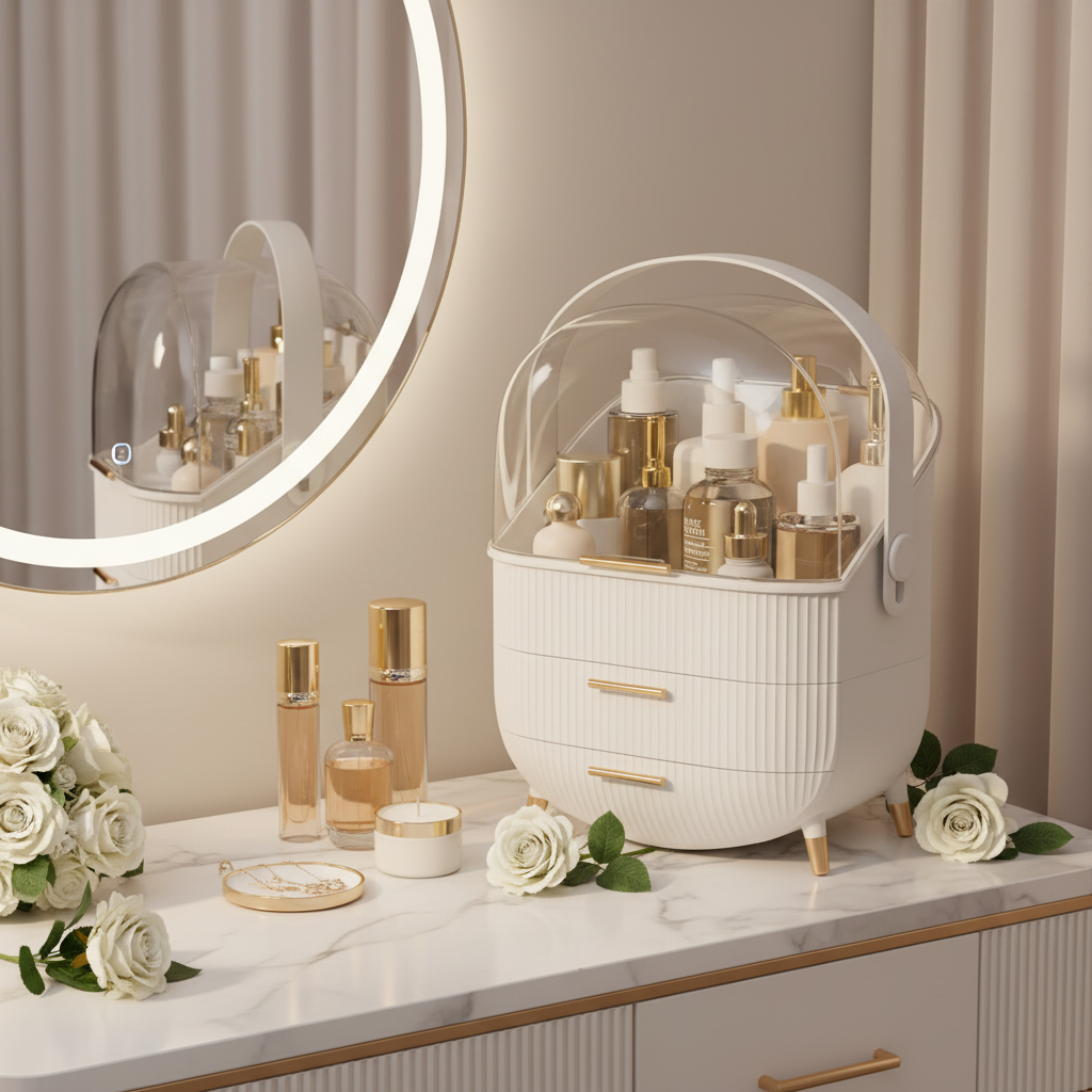 Large Capacity Makeup Organizers - White