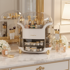 Large Capacity Crystal Makeup Organizers - White