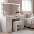 15 Drawers Vanity Set - White