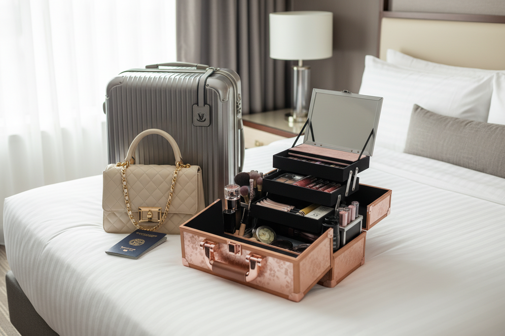 Large Capacity Makeup Organizer Box With Mirror & 3 Trays