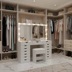 15 Drawers Vanity Set - White