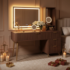 Vanity Set With Magnifying Mirror - Brown