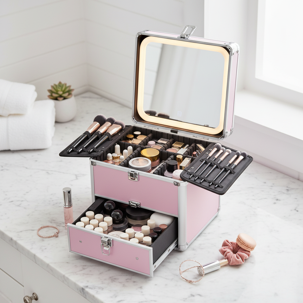 Makeup Case With Drawer - Icy Pink
