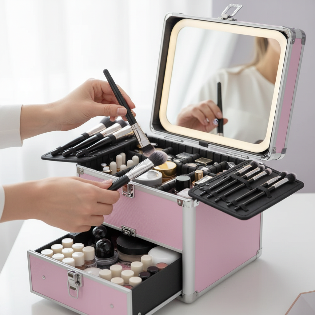 Makeup Case With Drawer - Icy Pink