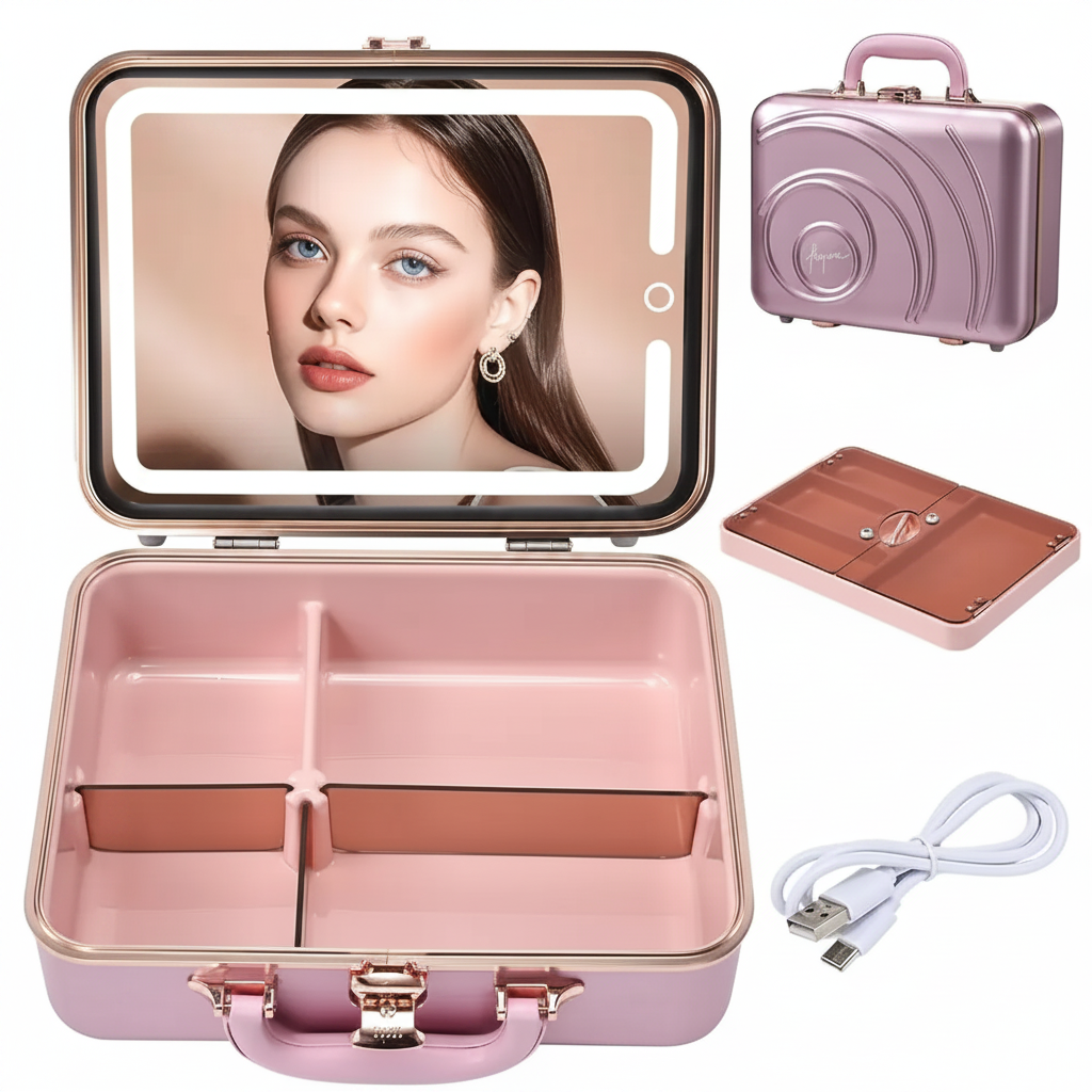 Portable Makeup Case With LED Mirror