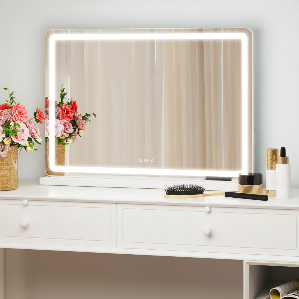 Tabletop Makeup Mirror With Aluminum Frame