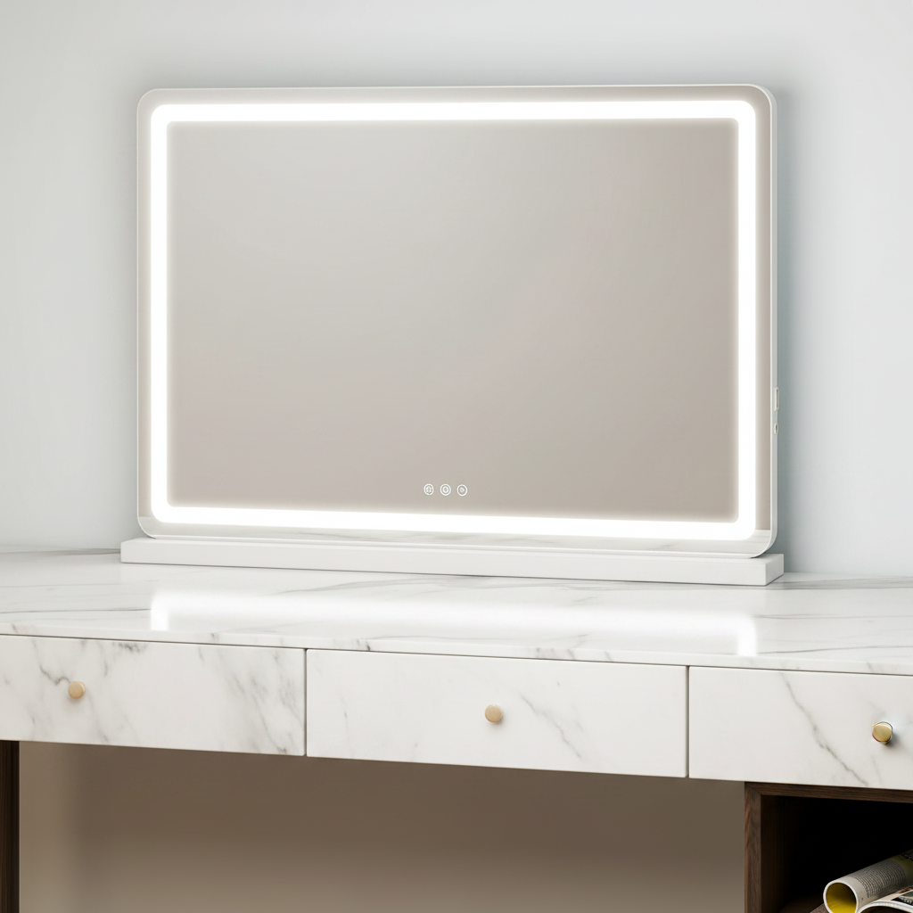 Tabletop Makeup Mirror With Aluminum Frame