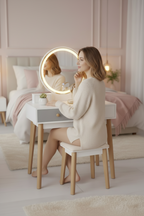 Vanity Set with Cushioned Stool & 2 Drawers