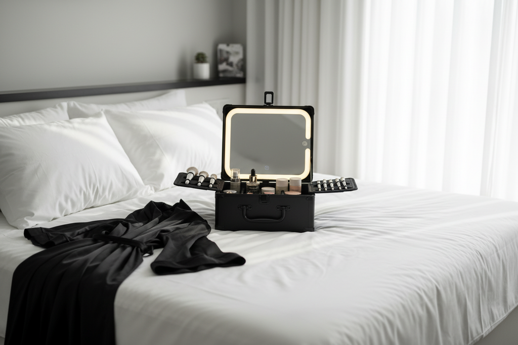 Makeup Case With A Detachable LED Mirror - Black