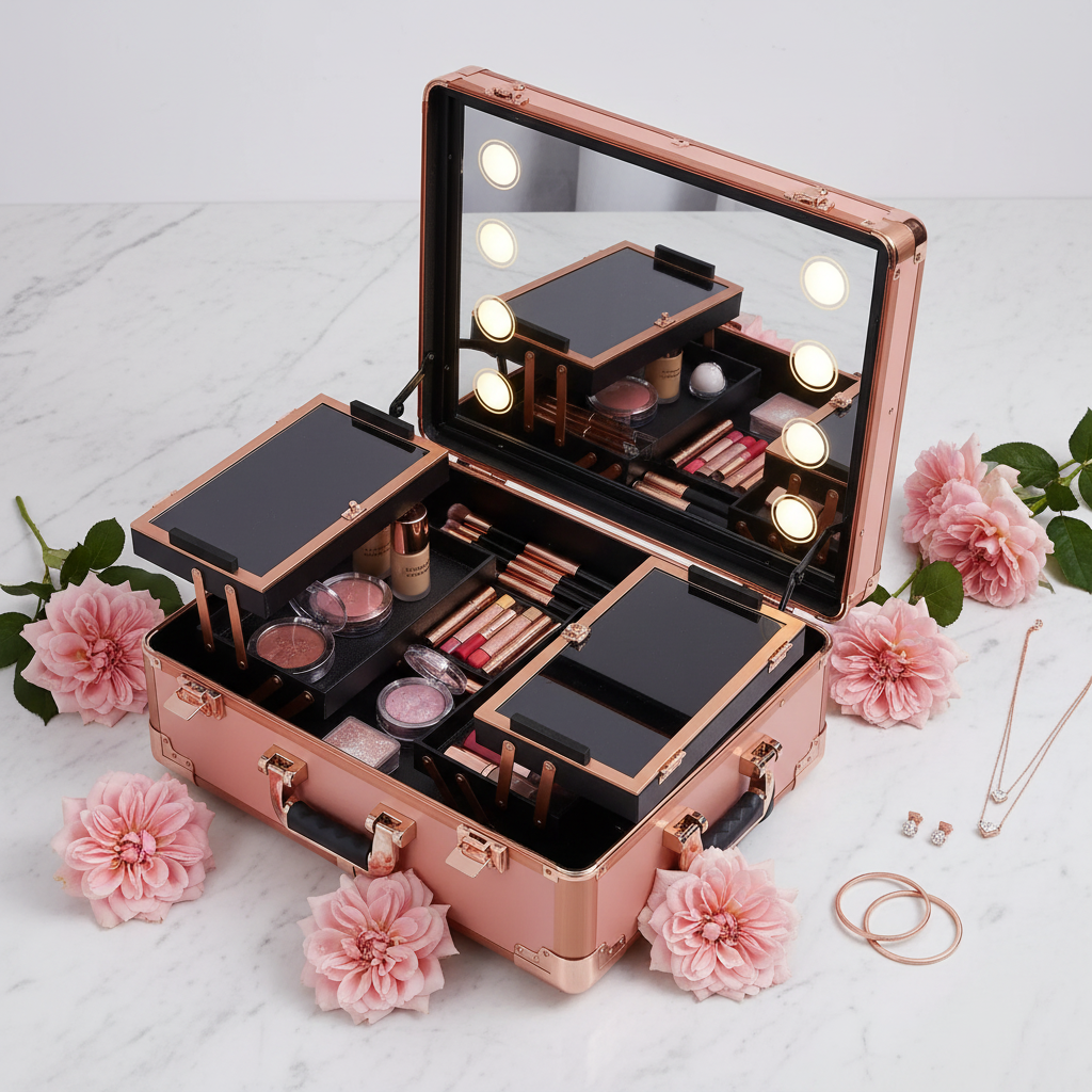 3 Tiers Rolling Makeup Train Case