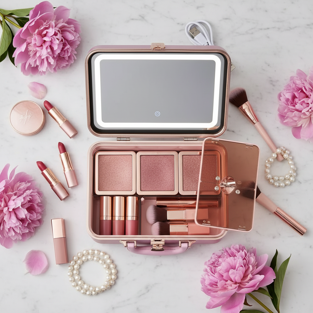 Portable Makeup Case With LED Mirror