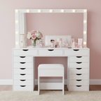 15 Drawers Vanity Set - White