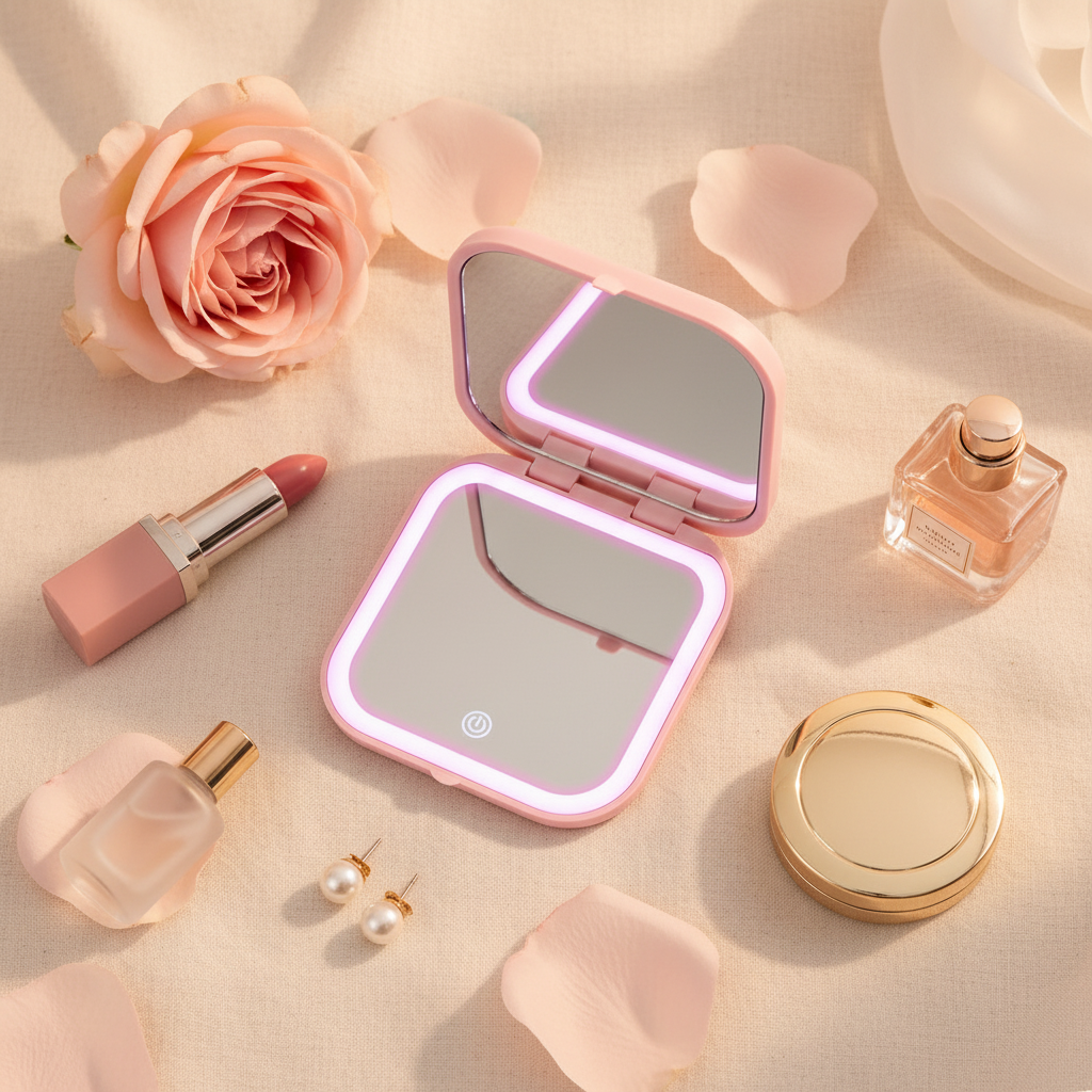 Double Sided Compact Makeup Mirror With Magnification