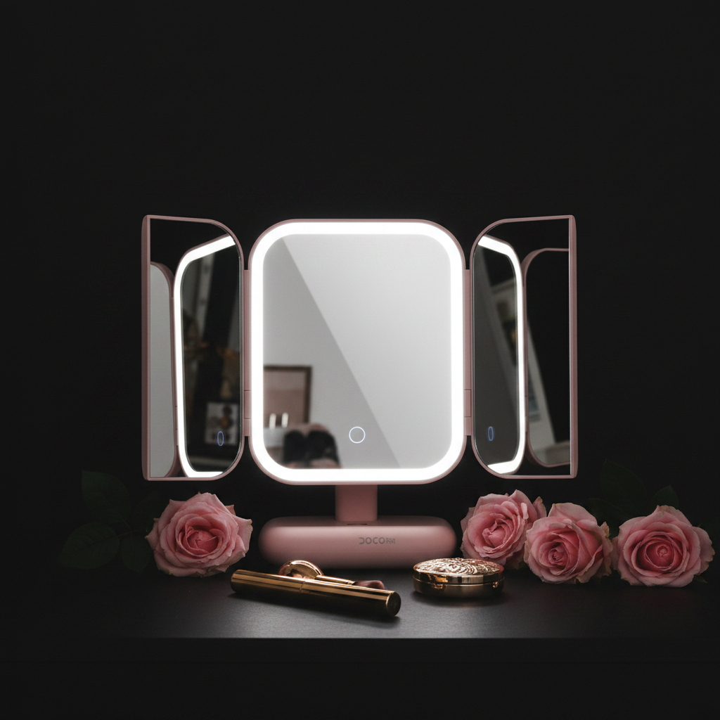 Trifold LED Makeup Mirror