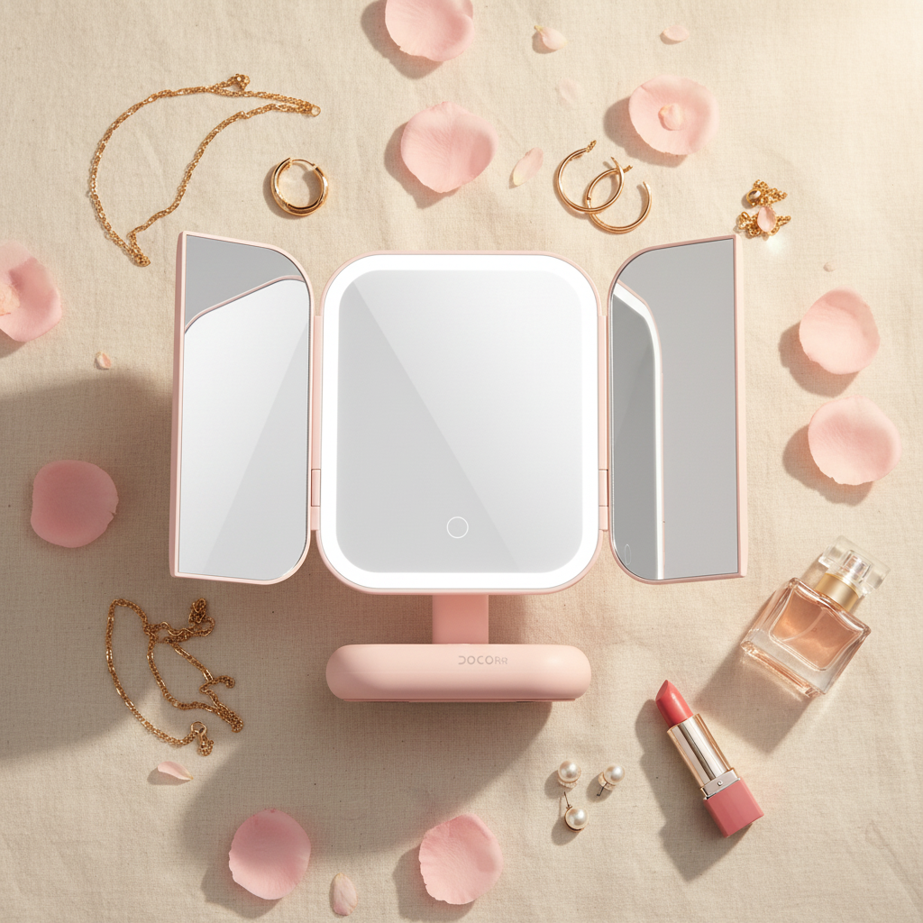 Trifold LED Makeup Mirror