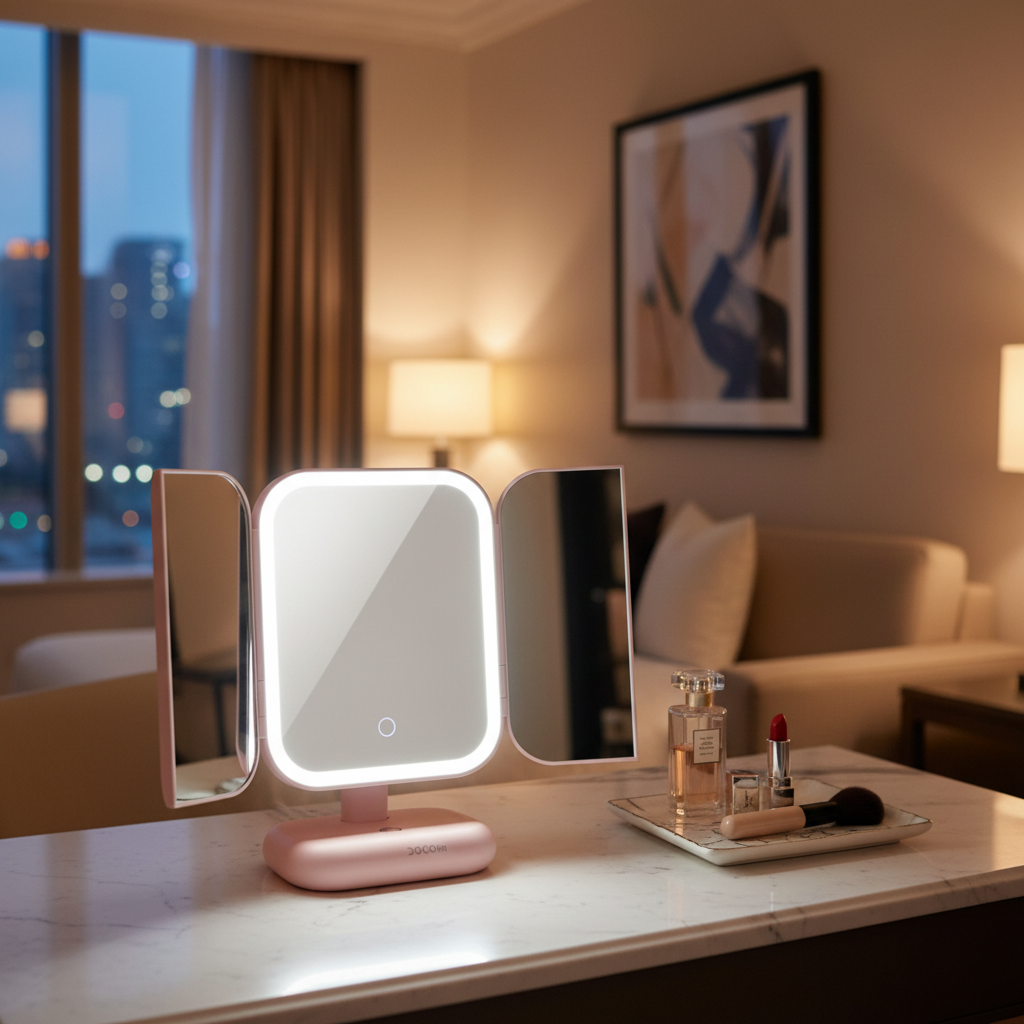 Trifold LED Makeup Mirror