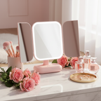 Trifold LED Makeup Mirror