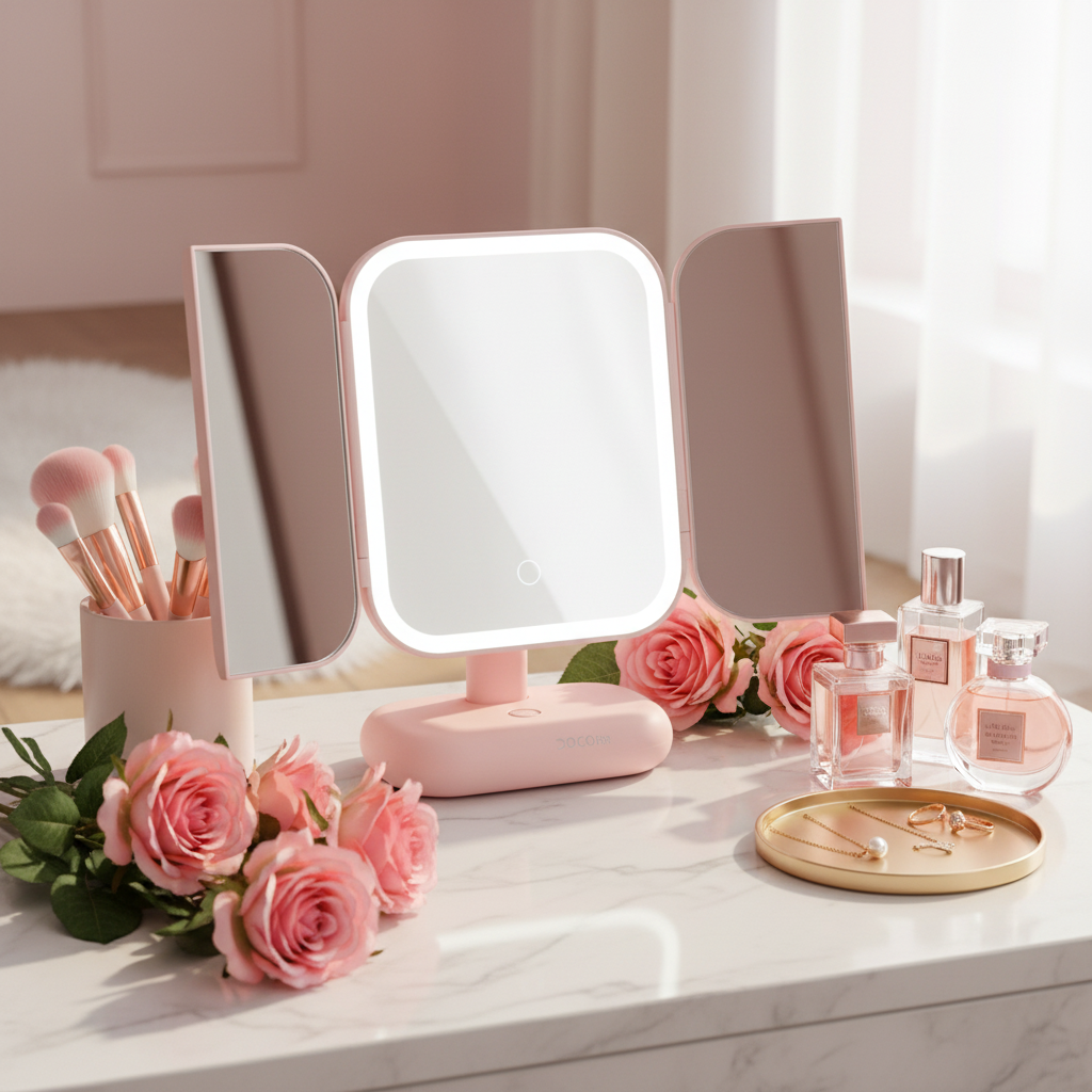 Trifold LED Makeup Mirror