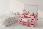 11 Drawers Vanity Set - Pink