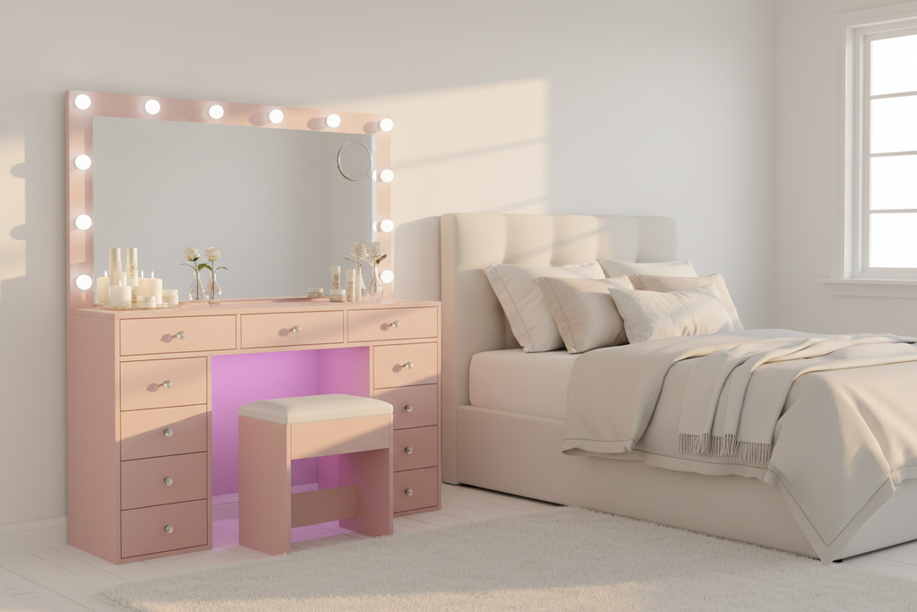 11 Drawers Vanity Set - Pink