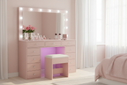 11 Drawers Vanity Set - Pink