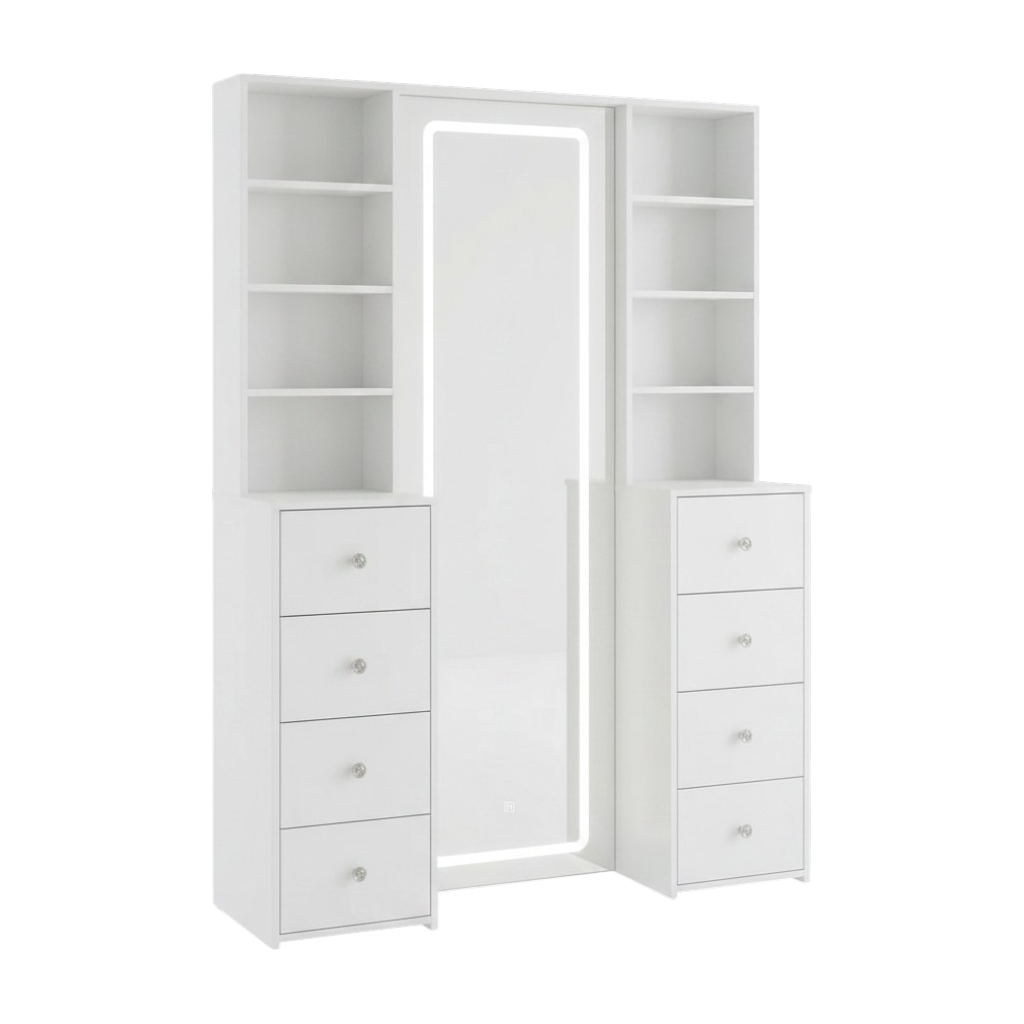 Full-Length Vanity Set With 8 Drawers & Shelves