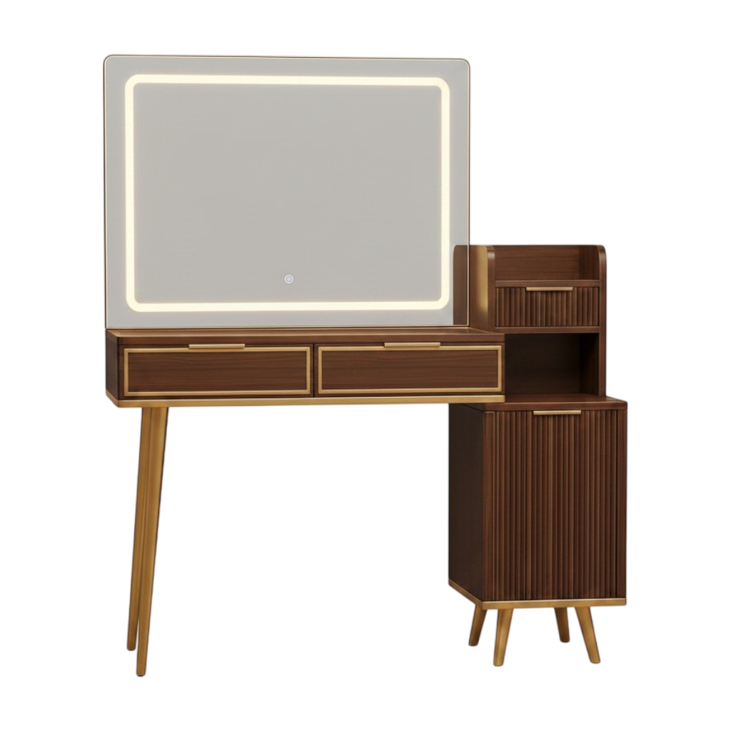 Vanity Set With Magnifying Mirror - Brown