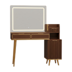 Vanity Set With Magnifying Mirror - Brown