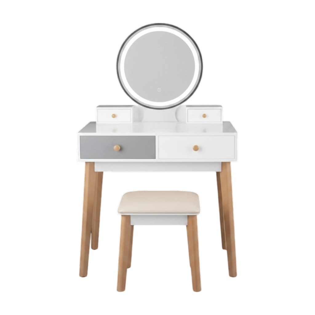 Contemporary Compact Makeup Vanity Set - Gray & White
