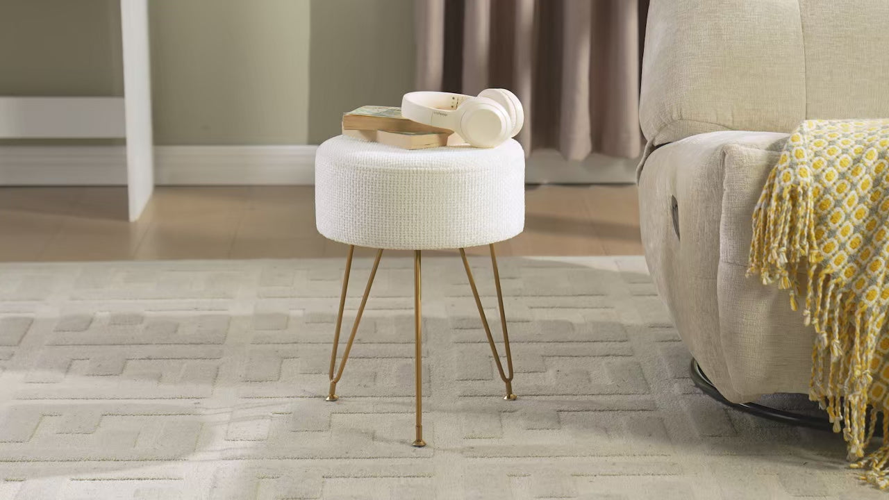 Round Ottoman Velvet Vanity Stool