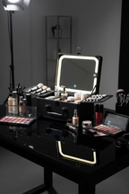 Makeup Case With A Detachable LED Mirror - Black