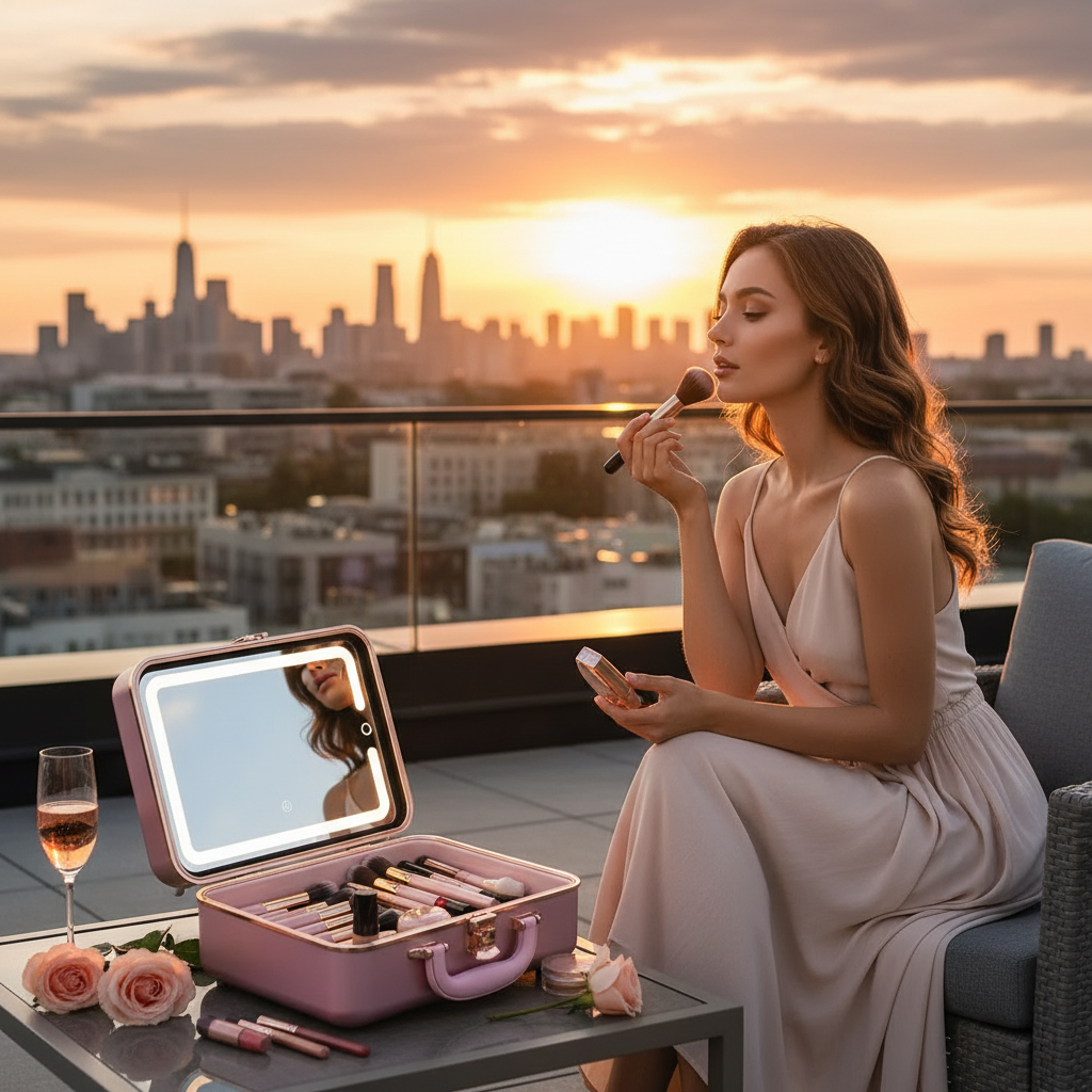Portable Makeup Case With LED Mirror