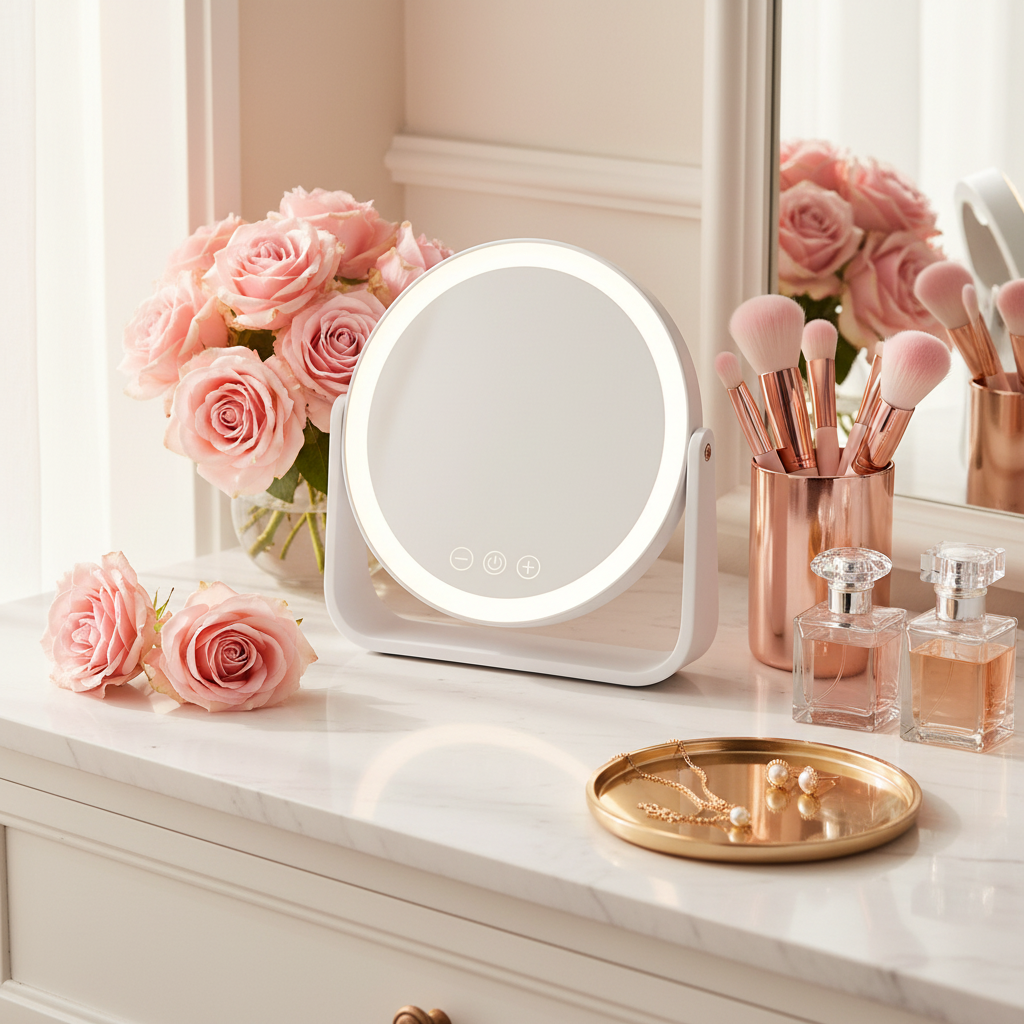Double-Sided LED Makeup Mirror With 3X Magnifier