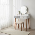 Contemporary Compact Makeup Vanity Set - Gray & White
