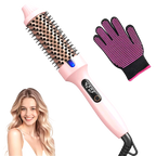 Heated Round Hair Curler Brush - Pink