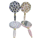 Rhinestone Embroidered Hand-held Mirror
