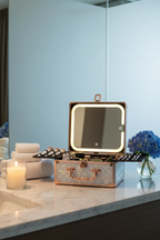 Makeup Case With A Detachable LED Mirror - Sparking Light Blue