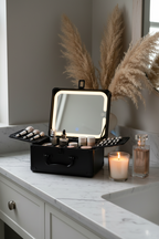 Makeup Case With A Detachable LED Mirror - Black