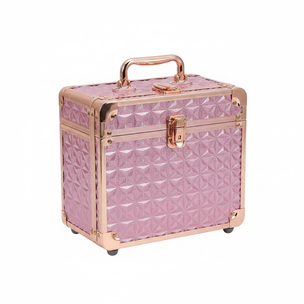 Makeup Case With A Detachable LED Mirror - Sparkling Pink