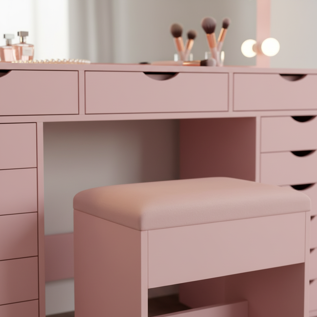 15 Drawers Vanity Set - Pink