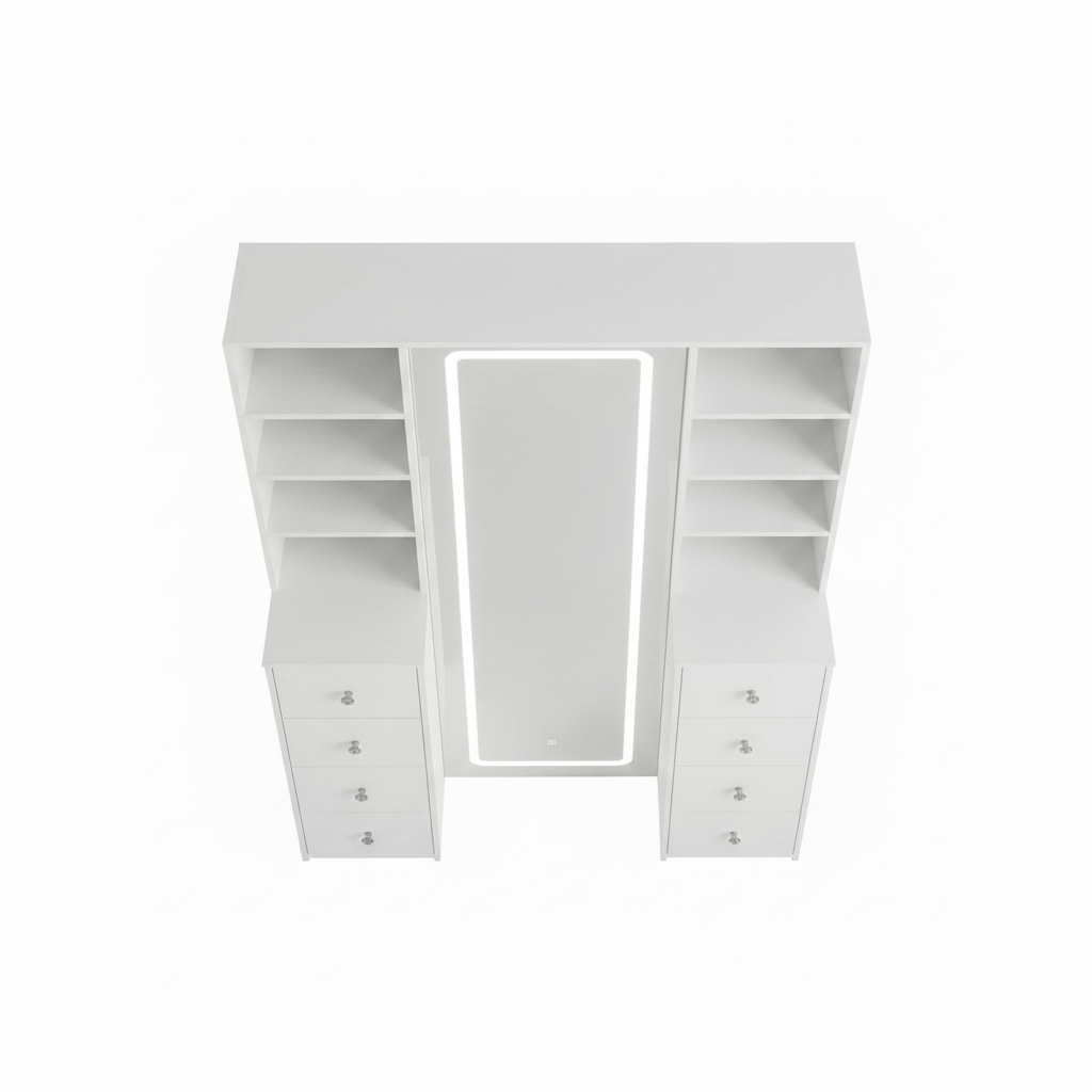 Full-Length Vanity Set With 8 Drawers & Shelves