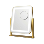 LED Makeup Mirror With Gold Frame - 15x13 Inches